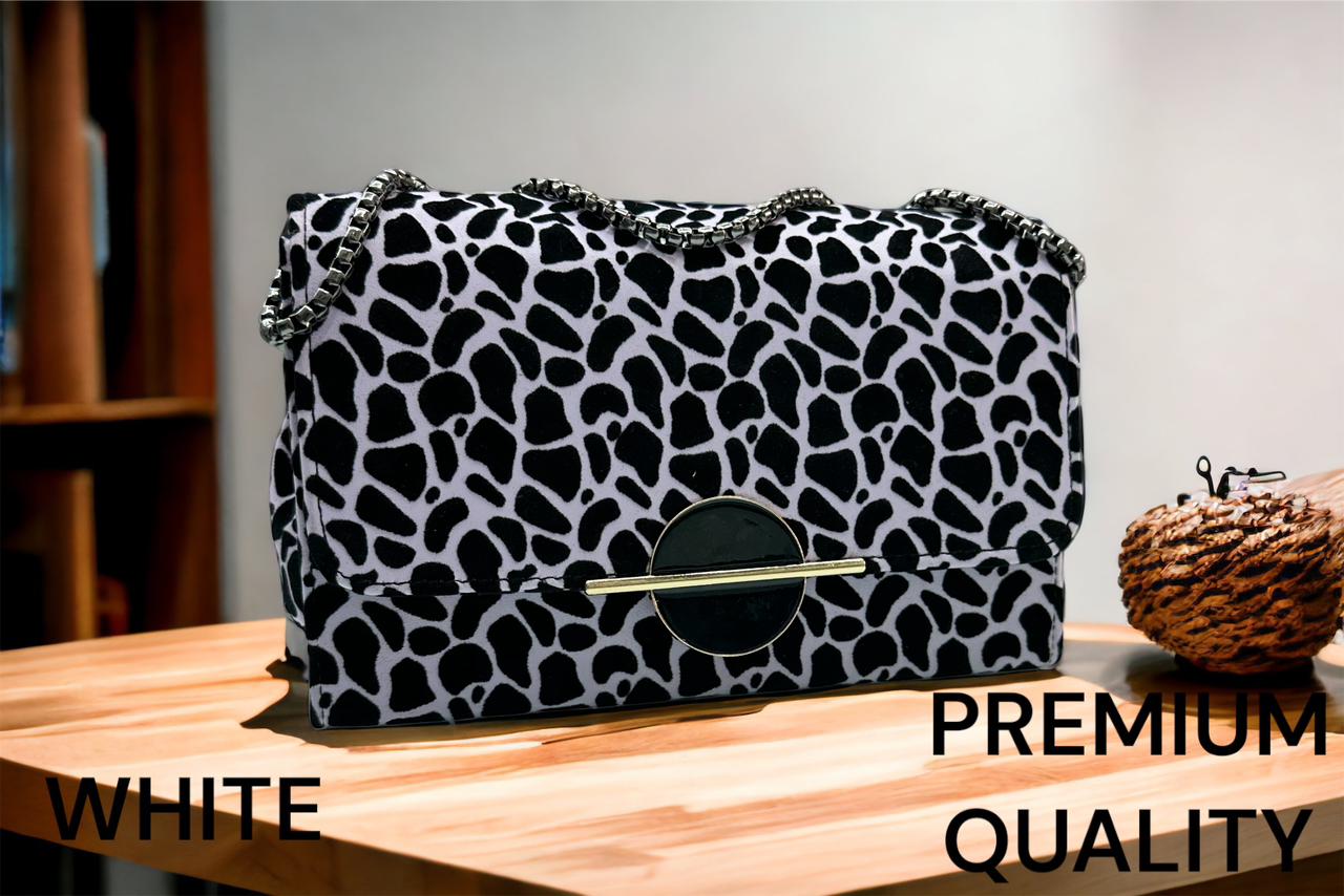 Wild Elegance: Cheetah Print Black Chain Handle Sling Bag